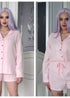 Hiloc Cotton Sleepwear Women Pajama Turn Down Collar Suits With Shorts Long Sleeve Pajamas For Sleep